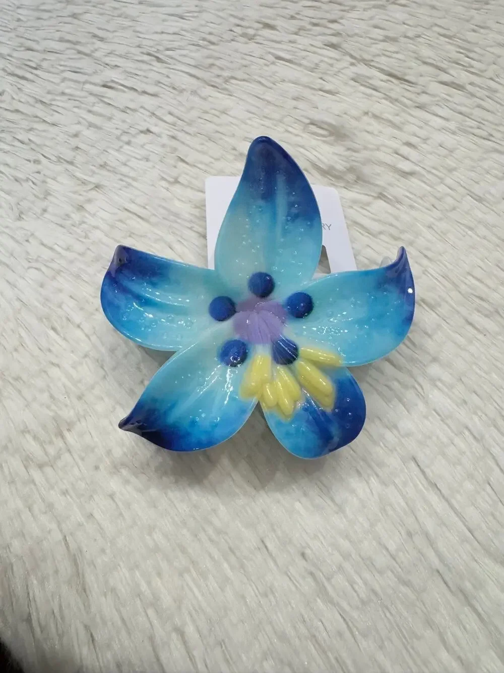 Tropical Hawaiian blue flower large hair claw clip colorful